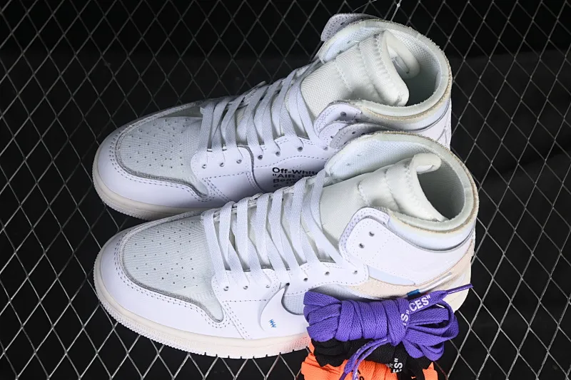 All categories Air Jordan Jordan series basketball shoes Air Jordan 1 High Pure original special offer Off White x Air Jordan OW AJ1 Joe 1 joint all-white high-top basketball shoes AQ0818-100